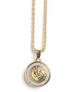 Mysite New Today Lion Head Pendant Necklace - Gold