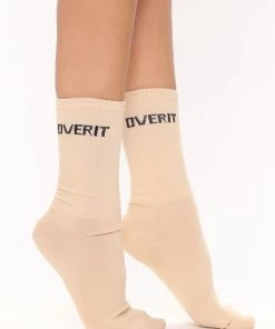 Fashion Nova Over It Crew Socks - Nude Teddies & Babydolls