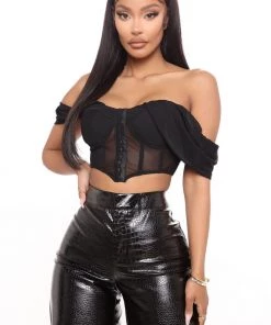Fashion Nova Teddies & Babydolls Dreaming About Us Corset Top - Black