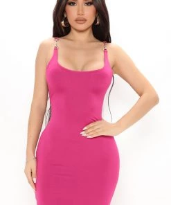 Mysite New Today Fiona Double Lined Mini Dress - Magenta