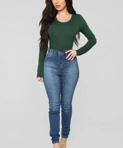 Fashion Nova Julia Long Sleeve Top - Hunter