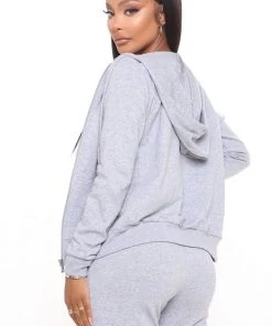 Fashion Nova Latest And Greatest French Terry Zip Hoodie - Heather Grey Lounge Sets