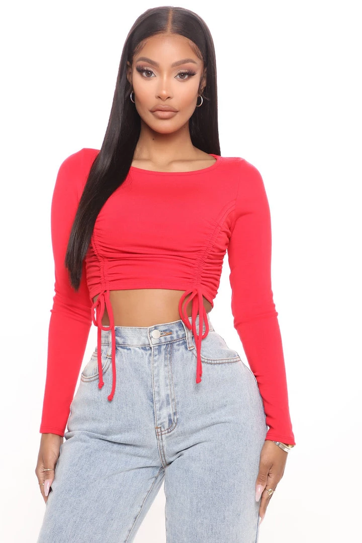 Fashion Nova I'm Just Ruching Out Top - Red 1 Fashion Nova I'm Just Ruching Out Top - Red