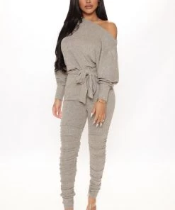 Fashion Nova Pro Lounger Ruched Ribbed Jumpsuit - Mocha Teddies & Babydolls