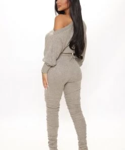 Fashion Nova Pro Lounger Ruched Ribbed Jumpsuit - Mocha Teddies & Babydolls