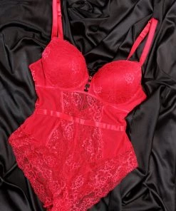 Fashion Nova Teddies & Babydolls Love Me Until The End Lace Teddy Bodysuit - Red