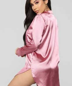 Fashion Nob Gigi Satin PJ Shirt - Mauve Sleepwear & Robes 8 Fashion Nob Gigi Satin PJ Shirt - Mauve Sleepwear & Robes