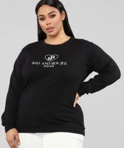 FashionNob Teddies & Babydolls Boujee Sweatshirt - Black