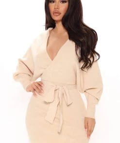 FashionNob Annabelle Sweater Mini Dress - Cream