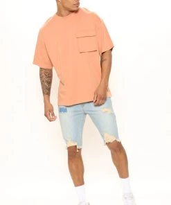 Mysite New Today In Control Distressed Raw Hem Skinny Denim Shorts - Light Wash