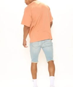 Mysite New Today In Control Distressed Raw Hem Skinny Denim Shorts - Light Wash