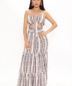 Mysite Azulik Maxi Dress - Brown/combo DRESSES