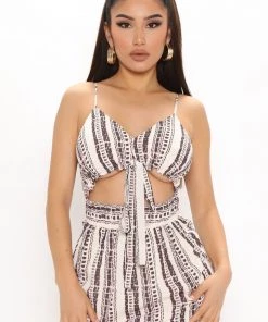 Mysite Azulik Maxi Dress - Brown/combo DRESSES