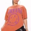 Mysite New Today Nirvana Oversized Smiley Tee - Orange