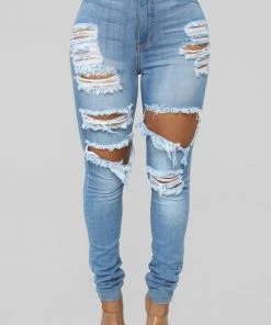 Fashion Nova Play It Again Skinny Jeans - Light Blue Wash