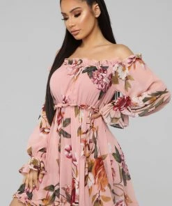 Mysite New Today Cultivate The Soul Floral Mini Dress - Pink
