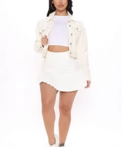 Fashion Nob Seam It All Denim Jacket - Cream