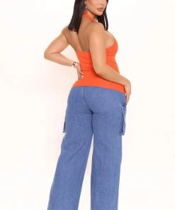 Mysite New Today The New You Halter Top - Orange