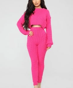 Fashion Nova SETS Sweater Sweetie Pant Set - Neon Pink