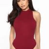 Fashion Nova Mel Sleeveless Mock Neck Bodysuit - Wine New Today