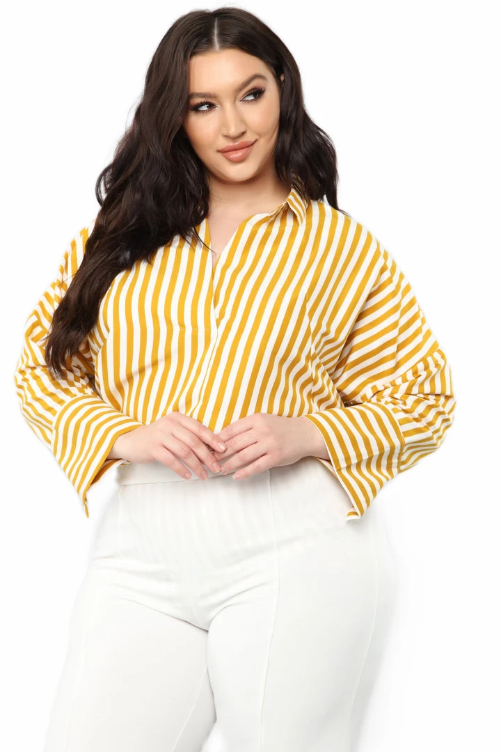 Mysite Underlying Meaning Stripe Tunic - Mustard New Today