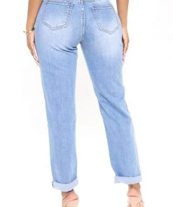 Fashion Nova On My Own Ripped Girlfriend Jeans - Medium Blue Wash