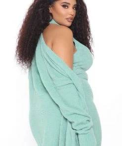 Fashion Nova SETS Keep Me Cozy Fuzzy 3 Piece Legging Set - Sage