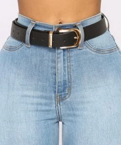 FashionNob Teddies & Babydolls Back To Basic Belt Set - Black/Tan