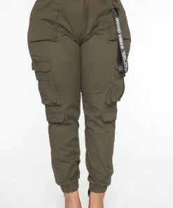 Mysite Good Vibes Cargo Jogger - Olive New Today