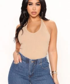 Mysite New Today The New You Halter Top - Khaki