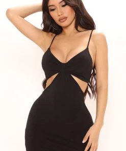 Mysite New Today Analisa Cut Out Midi Dress - Black