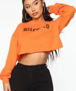 FashionNob Beyond Blessed Cropped Top - Orange Teddies & Babydolls
