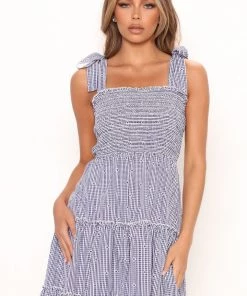 Mysite Delight Mini Dress - Navy DRESSES