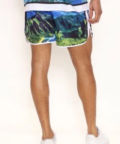 Mysite Aloha Mana Swim Trunks - Blue/combo New Today