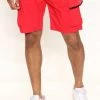 Mysite On The Go Nylon Cargo Short - Red New Today