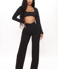 Mysite Call It Even Wide Leg Dress Pants - Black