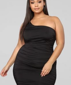 FashionNob Barely Know Me One Shoulder Midi Dress - Black 14 FashionNob Barely Know Me One Shoulder Midi Dress - Black