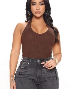Mysite The New Me Halter Bodysuit - Chocolate