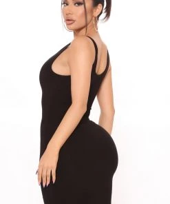 Mysite Jane Heavy Rib Mini Dress - Black