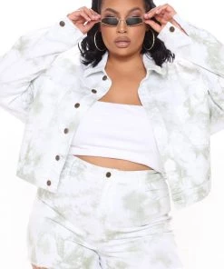 Fashion Nob Caught In A Daze Tie Dye Denim Jacket - Sage Teddies & Babydolls 9 Fashion Nob Caught In A Daze Tie Dye Denim Jacket - Sage Teddies & Babydolls