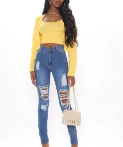 Fashion Nova Tall Tempe Distressed Jeans - Medium Blue Wash Tall Clothing