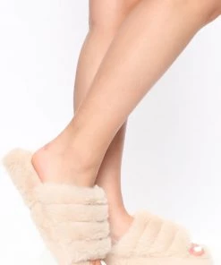 Fashion Nova Cozy Mood Slippers - Beige