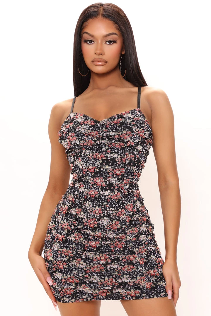 Mysite Ginny Floral Mini Dress - Black/combo 2 Mysite Ginny Floral Mini Dress - Black/combo
