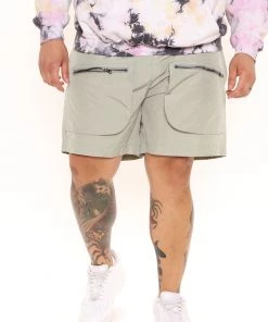 Mysite Nylon Utility Shorts - Sage