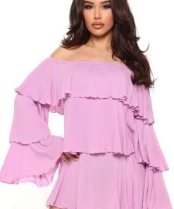 Mysite Petite Santorini Trip Mini Dress - Purple