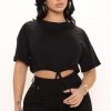 Mysite Sammy Drawstring Crop Top - Black