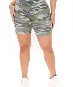 Mysite Teddies & Babydolls Hard To Say Camo 2 Pack Biker Short - Olive