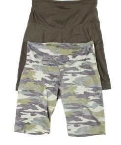 Mysite Teddies & Babydolls Hard To Say Camo 2 Pack Biker Short - Olive
