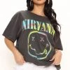 Mysite Teddies & Babydolls Come As You Are Nirvana Smile Tee - Black Wash