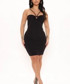 Mysite Elisabeth Halter Mini Dress - Black